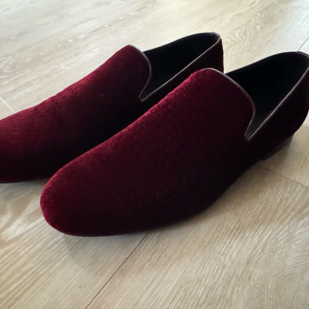 Jimmy Choo Burgundy Loafers Velvet Slip-Ons